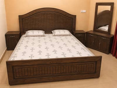 wooden bed set complete with dressing table