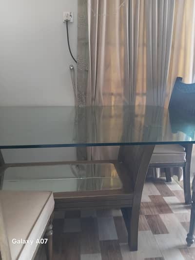 six chairs dining table with glass