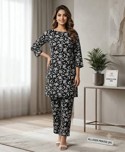 2 Pcs Women's Unstitched Printed Suit