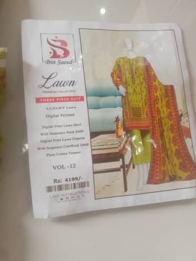 Bin Saeed Lawn Premium 3 Piece Suit Vol 12 - Brand New