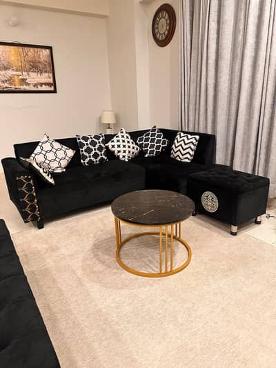 L Shape Sofa with Storage Puffys