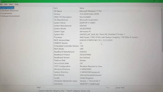 Lenovo ThinkPad T14,AMD Ryzen7 PRO 4750U,16GB RAM,FHD Touchscreen