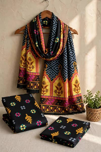 unstitched 3pc Lawn suit