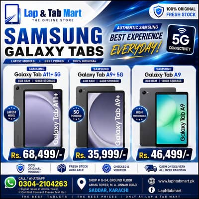 Samsung Tablets | A11+ 5G, A9+ 5G & A9 | Best Prices in Pakistan