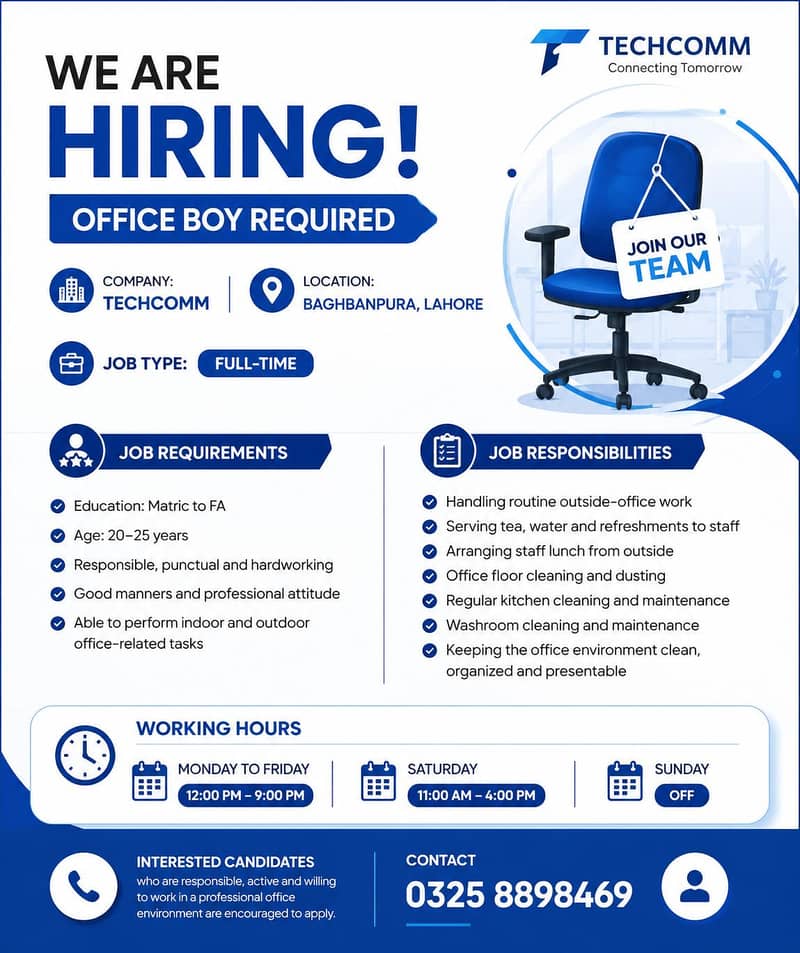 Office Boy Required – Techcomm 0
