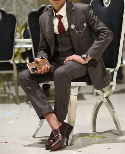 3 piece check suit- coat, waistcoat & pant boys formal wear
