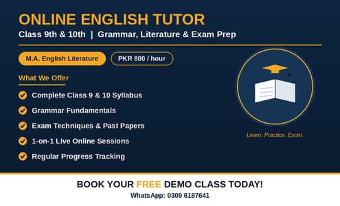 Experienced English Tutor for Class 9 & 10 (M. A. English Literature) |