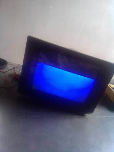 title. LG CRT tv ok sab blue solid screen okay
