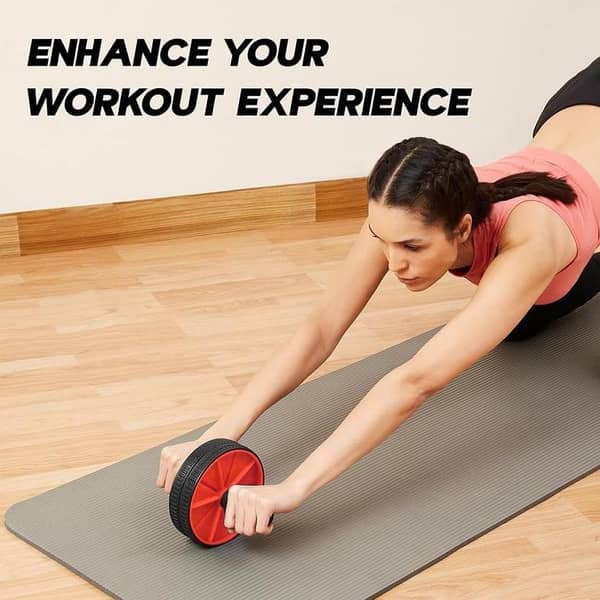 Dual Wheel Ab Roller Wheel for Core Strength Training – Ab Wheel Roller with Knee Pad & Stainless Steel Rod – Home Gym Fitness Equipment for Abs Workout, Belly Fat Burn, Push Up Support Trainer