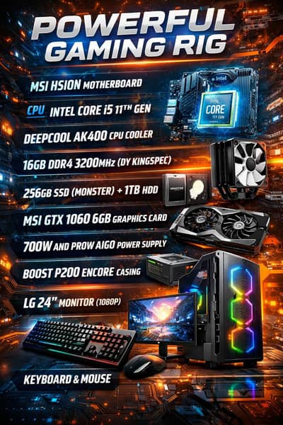 Gaming PC i5 11th Gen | GTX 1060 6GB | 16GB RAM | 256GB SSD + 1TB HDD