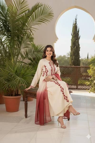3 pcs women unstitched embroidered suit
