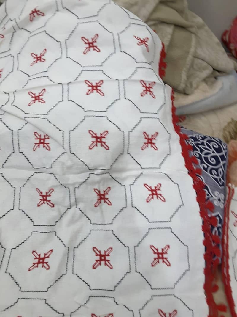 Bed sheet hand work stitches 2