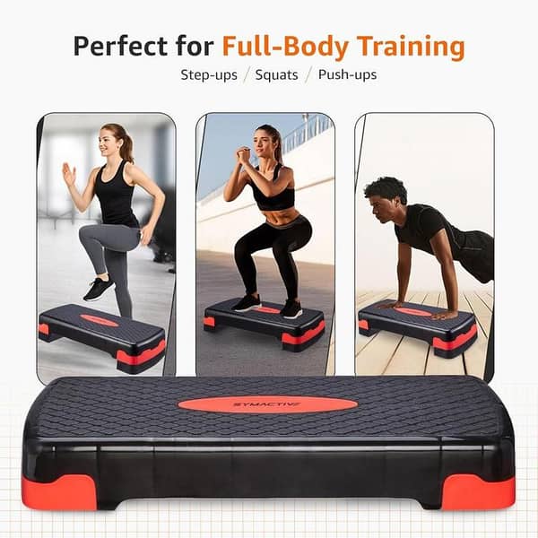 Adjustable Aerobic Stepper Exercise Platform– Non-Slip Cardio Fitness Step Board with Height Risers | Workout Step Bench for Home Gym, Weight Loss, Aerobics, Strength Training, Step-Up Exercise for Men & Women
