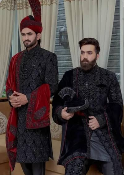 Sherwani Black & Red