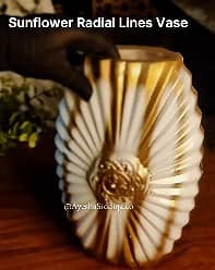 Sunflower Glass Vase Decorative Flower Vase Gold White Modern Decor