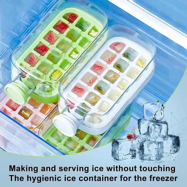 2-in-1 Ice Cube Bottle 800ML – Touch-Free Vertical Ice Cube Tray Water Bottle with Lid & Straw | Easy Press to Release Ice Tray | BPA-Free Leakproof Summer Sports Cup for Freezer, Travel, Juice, Gym, Coffee, Cold Drinks | Portable Ice Cube Maker