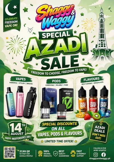Azadi Sale Special | Pods | Vape | Flavours | Shaggy & Waggy
