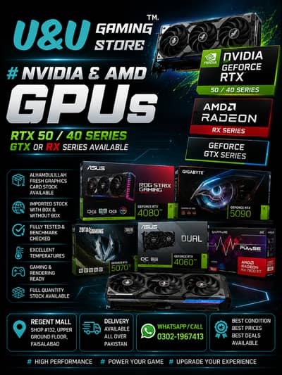 NVIDIA & AMD GPUs RTX 50 / 40 SERIES , GTX OR RX SERIES AVAILABLE