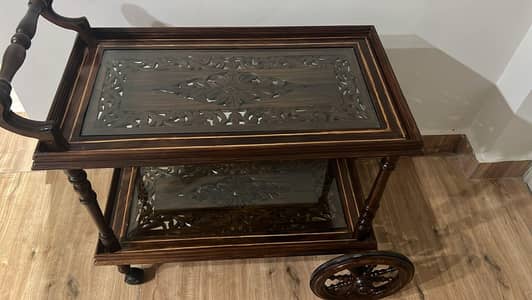 wooden tea trolley