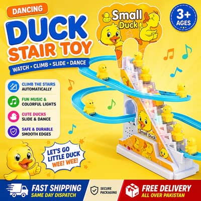 Small Duck Climbing Stairs Toy | Electric Musical Duck Track Set |Toy