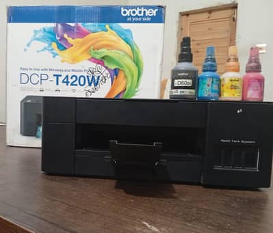 Brother DCP T420W WiFi Ink Tank Printer With Box And Extra Inks
