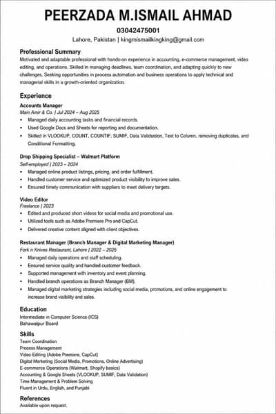 I want job. I have a good experience and good communication skills