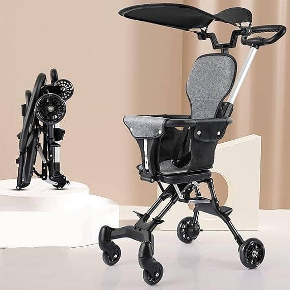 Compact Folding Baby Stroller Trike with Canopy, Adjustable Seat,Premium Quality