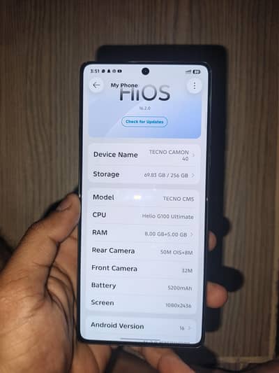 Tecno camon 40 black  8+8 ram 256gb  box is missing