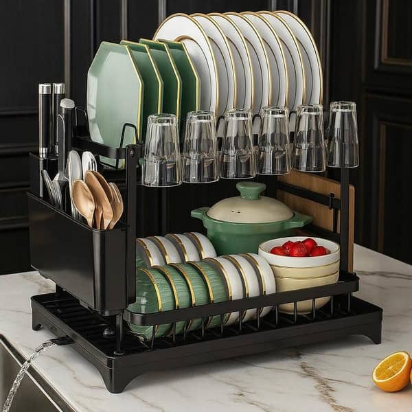 2-Tier Dish Drying Rack with Utensil Holder