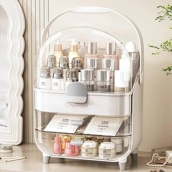 Cosmetic Storage Box Large Capacity Waterproof Dustproof Jewelry Makeup Storage 2 Drawers