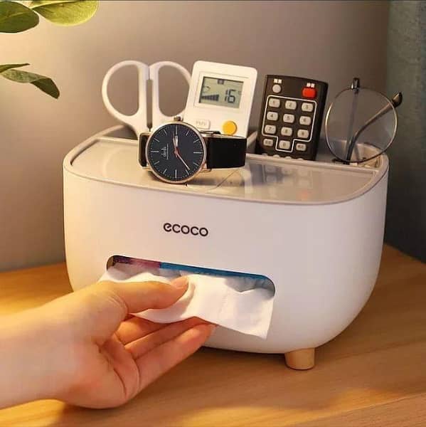 Ecoco Tissue Box Holder with Organizer Tray