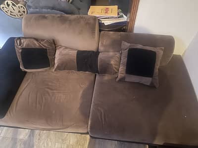 2 seater comfortable sofa in brown color