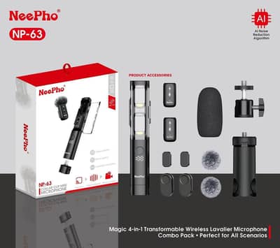 Neepho NP-63 wireless Collar Clip Mini Microphone  (Type-C & iOS) BN