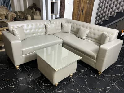 L shape (5 seater sofa+ table) 03257523907 only WhatsApp