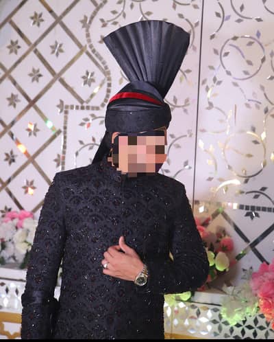 Premium Embroidered Black Sherwani