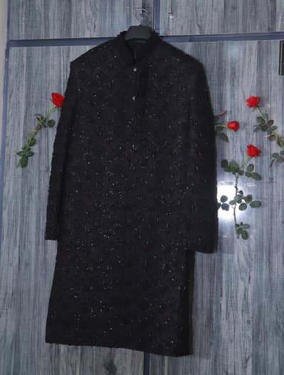 Premium Black Sherwani Embroidered
