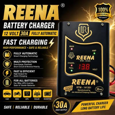 12 Volt 30A Battery Charger Reena Original Brand Fast Charging