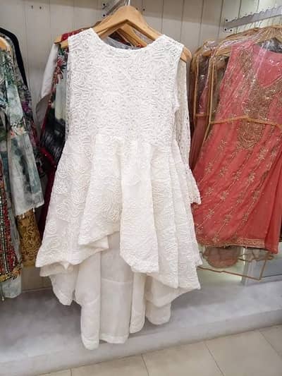 White decent flared frock and trouser