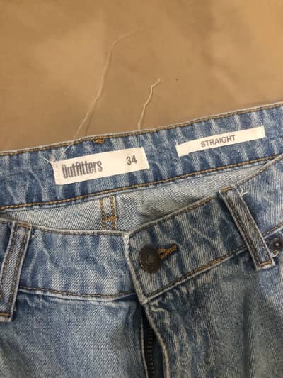 Light blue straight fit pent waist 34