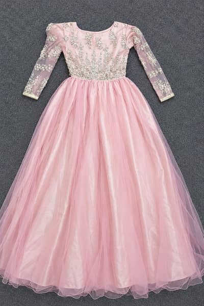Orgenza Net Katdana and Silk Frock 1 time use Baby Pink Color