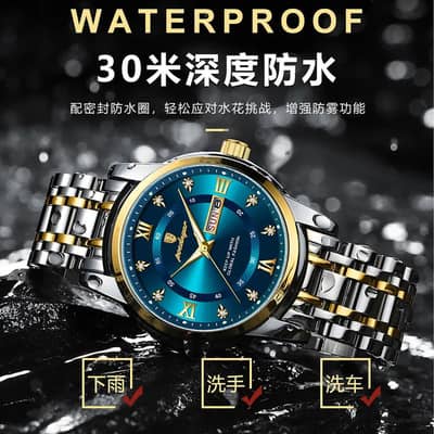 Branded Water Proof New Mens Watch Double Calendar  Luminous Quartz.