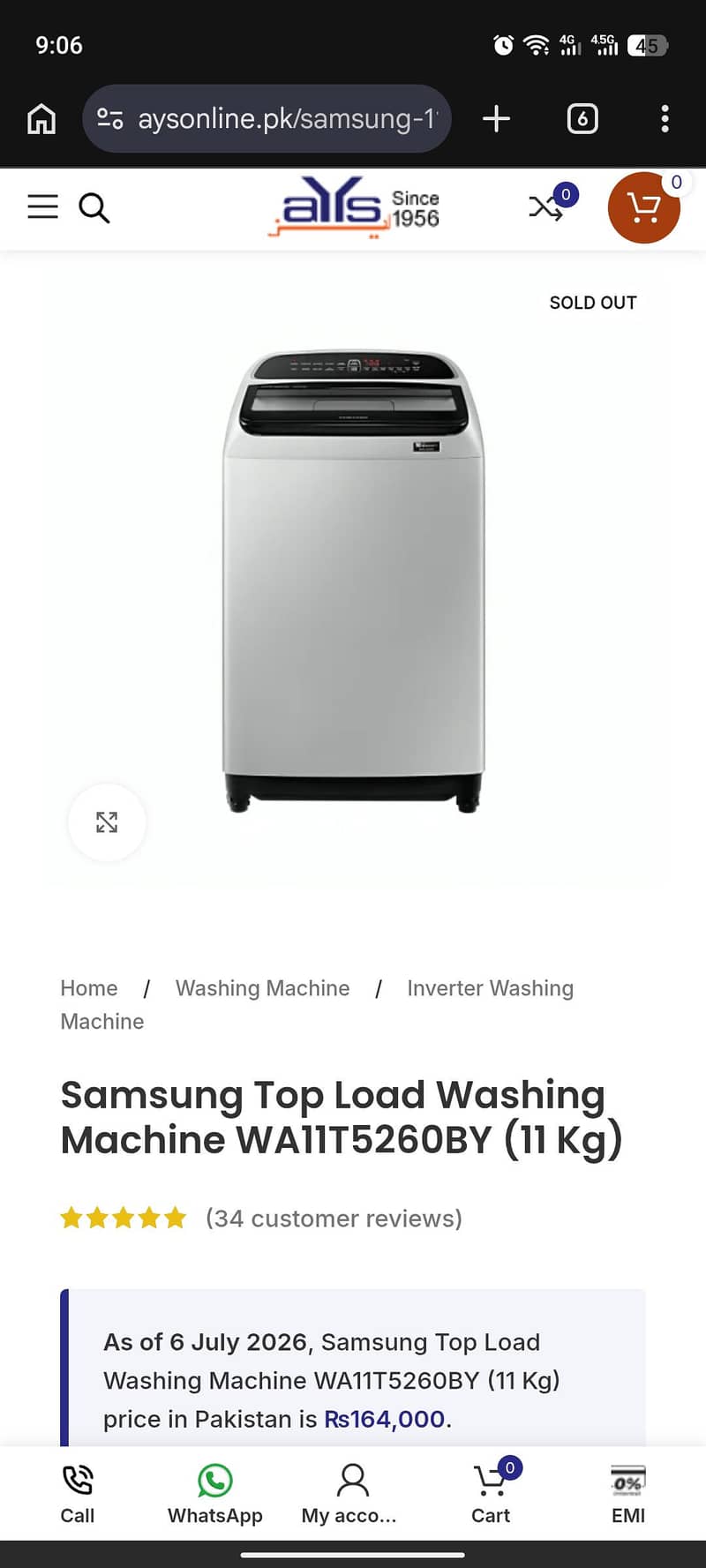 Samsung fully automatic washing machine 11kg 5