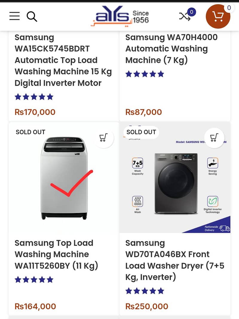 Samsung fully automatic washing machine 11kg 7