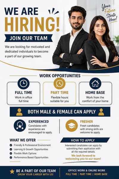 We are hiring male and female for work