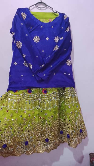Beautiful Blue & Green Embroidered Lehenga Dress – bridal Wear