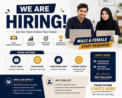 hiring staff for online and Office work
