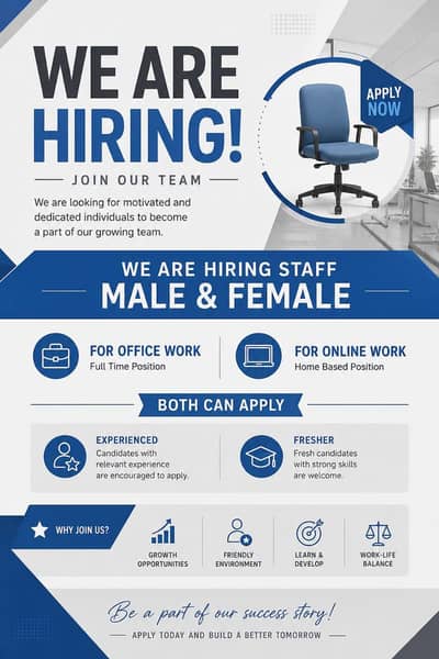 Hiring staff for online and office work