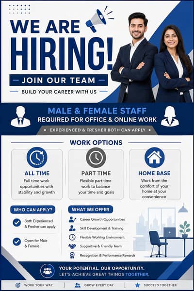 Hiring staff for online and office work