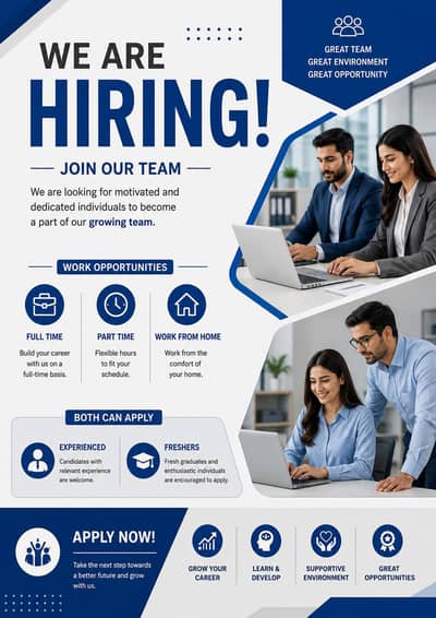 We are hiring male and female for work.