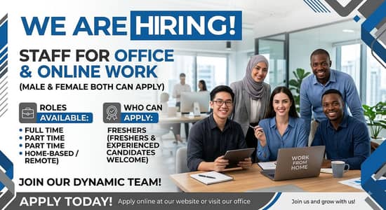 Hiring staff for online and office work